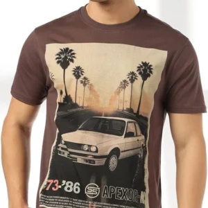 dnmx men graphic print regular fit round neck t shirt